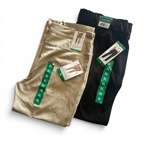 Women Stretch Pull-On Pants - Black and Khaki